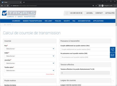 Calcul courroie de transmission